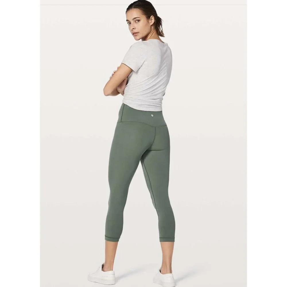Lululemon Sz 2 Align Crop 21” Leggings High Rise Green Sage‎